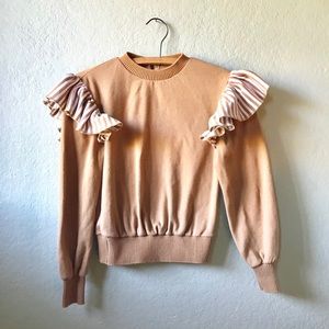 Vintage Ruffle Sleeve Pullover Sweater